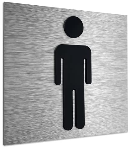 ALÚMADESIGNCO Mens Bathroom Signage - Male Toilet Sign - Men Restroom WC Door Signs - Man Toilets Room Symbols - 120 x 120 mm