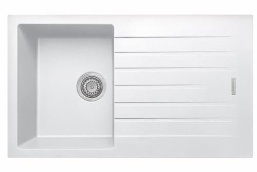 Liquida LG860WH 1.0 Bowl Granite Reversible Inset Compact White Kitchen Sink