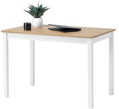 hagge home Skandinavisch Holz Tisch Schreibtisch Kleiner Tisch Esstisch Computertisch Küchentisch Office Desk PC Tisch Homeoffice Esszimmertisch Wohnzimmertisch Arbeitszimmertisch 110x60 Braun Weiß