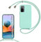 MBSLFY Silikon Handykette für Xiaomi Redmi Note 10 Pro/Note 10 Pro Max Hülle mit Band,Silikon Necklace Handyhülle mit Abnehmbar Kordel zum Umhängen Stossfest Bumper Handy Schutzhülle Case, Minz grün