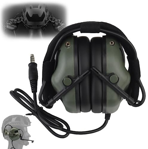 SIANKO Taktische Geräuschunterdrückung Sound Pickup Headset, Schießen, Jagd, Gehörschutz, Kopf-montierter kabelgebundener Kopfhörer, mit Mikrofon-Helmschienen-Adapter (grün)