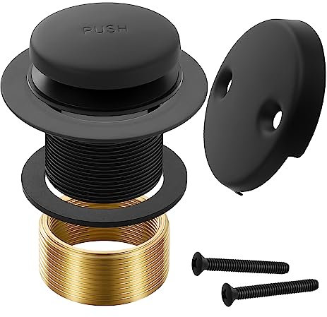 Ensemble de garniture de baignoire noire mate avec plaque frontale de trop-plein à deux trous, kit de conversion de remplacement avec filetage fin et grossier universel