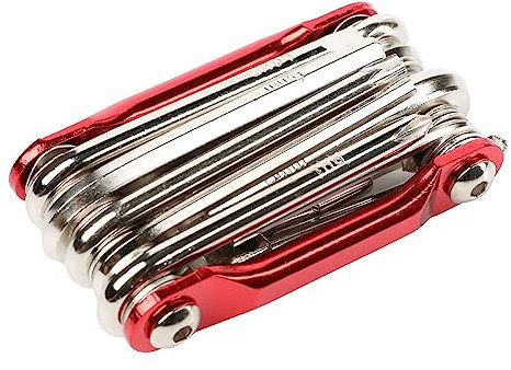 11 in 1 Faltrad Fahrrad Reparatur Werkzeug Set Tasche Schraubendreher Schraubenschlüssel Kit Kettenwerkzeug Reifen Patch Reifenheber für Roller Fahrrad Fahrrad Reparatur Hardware Werkzeuge (Rot)