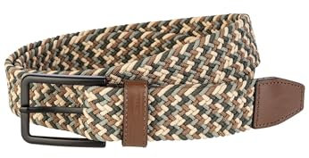 camel active Herren Multicolour Flechtgürtel Grün-Beige, menswear-L