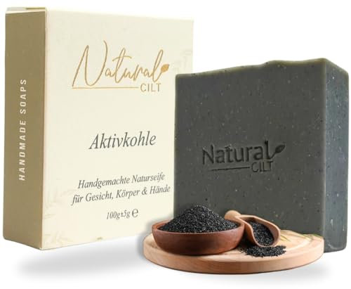 Natural Cilt Aktiv Kohle Seife - 100% Naturseife - ohne bedenkliche Inhaltsstoffe - Zertifiziert - Handgemacht - Duschseife für alle Hauttypen - Duschgel - Naturkostmetik