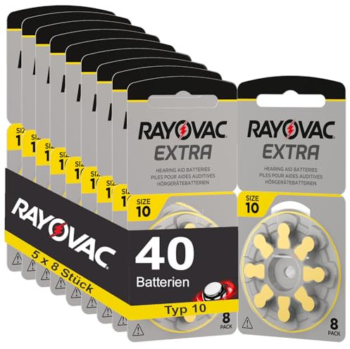 40 Hörgerätebatterien Rayovac Extra Typ 10 5x8 Stück