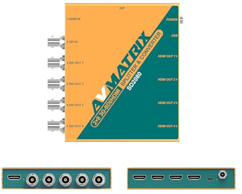 AVMATRIX 2x8 SDI/HDMI Cross Converter, SDI/HDMI Splitter mit Scal(SD2080) | Up‑/Down‑Skalierung, SDI/HDMI‑Konvertierung, SDI‑Splitter, HDMI‑Splitter, Broadcast‑Qualität für vielfältige Anwendungen