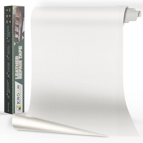 Xroam Cuero Adhesivo Para Tapizar Blanco, 40x100 cm Cuero Adhesivo Parches, ReparacióN De Cuero Parches, Cuero Adhesivos Polipiel Adhesiva para Sofá, Asiento de Coche, Chaquetas