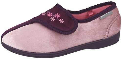 Dunlop Ladies' Memory Foam Hook and Loop Slippers (Plum, UK Footwear Size System, Adult, Women, Numeric, Medium, 5)
