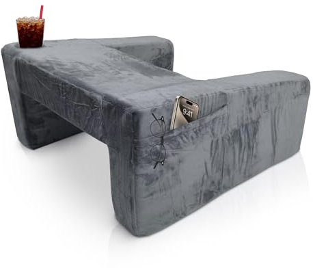 Zenith Space - Reading Pillow for Bed and Couch with Cup Holder - Bed Chair Pillow with Arms Transforming Your Reading Experience - Ideal Gaming Pillow for Lap or Perfect Bed Pillow for Sitting Up