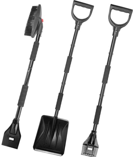 Wkclnfs 112cm 3 in 1 Schneeschaufel Set,Abnehmbare Schneeschieber mit D-Griff für Auffahrt, Camping, Schneemann Spielen