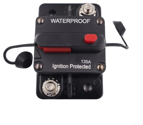 YUANGANG Disjoncteur 135 A à réinitialisation manuelle avec porte-fusible, système onduleur de protection, disjoncteur de voiture pour camions, bus et yachts