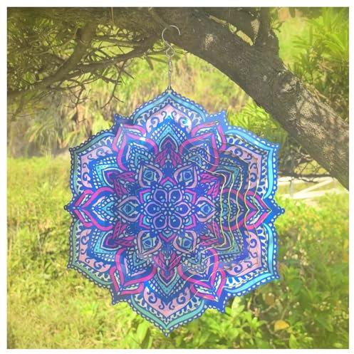 Mandala-Windspiel für den Außenbereich, mental, kinetisch, Windspiel für Hof, Garten, Meditation, Yoga-Dekoration, Mandala-Geschenke, hängende Rasen-Ornamente, 3D-visueller Effekt (30,5 cm – 1 Stück,