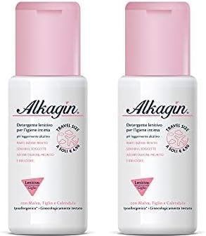 Alkagin Detergente Lenitivo per l'igiene intima a base di Malva, Tiglio e Calendula, pH leggermente alcalino, Formato 100ml (Confezione da 2)