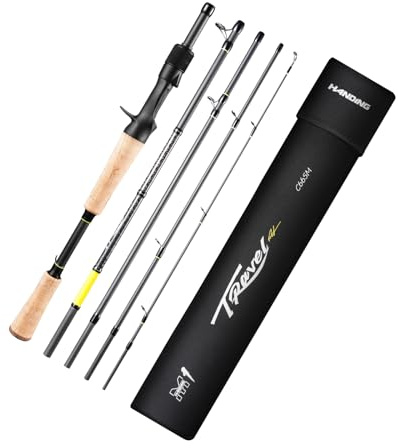 HANDING M1 Travel Fishing Rod 5 Piece Fishing Rod 6' Medium Baitcaster Rod with Fast Action for Largemouth Smallmouth Walleye Pickerel