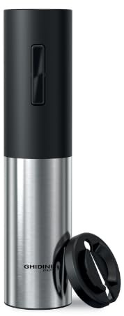 Ghidini Italy 1850 | Levatappi Elettrico Ricaricabile USB-C - Cavatappi con Tagliacapsule Universale in Acciaio Inox, Ø4,8x21cm