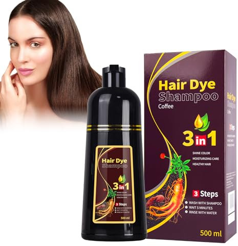 Wootapson Schwarz Haarfärbeshampoo,Natürliche Schwarze Haarfarbe Shampoo 3 In 1,Instant Hair Shampoo, Für Graues Haar,Für Männer & Frauen-dark brown-500ML