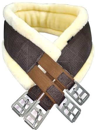 Preto Synthetic Saddle Jumping Girth Equine Elasticated Ends Soft Faux Fur/Mink/Fleece lined Strong Tear Resistant Nylon Webbing Anti-chafing Padded Equestrian Cob Full Pony