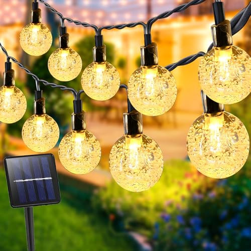 JEDWKFA 12 M Guirlande Lumineuse Exterieure Solaire, 60 LED Guirlande Solaire Exterieur, 8 Modes Guirlande Lumineuse Exterieure, pour Jardin, Balcon, Arbres, Mariages, Fêtes