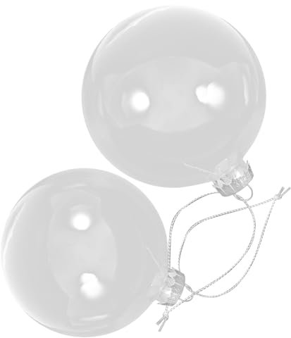 FONDOTIN Weihnachtskugeln 2 Stück Glas Kugeln 6cm Und 8cm Hängende Weihnachtsdekoration Party Ornament Festliche Deko Für Baum Und Zuhause