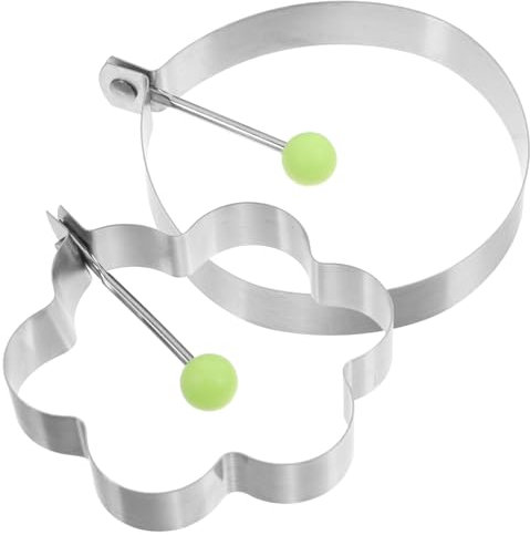 Zerodeko Egg Ring Egg Frying Pancake Mould 2pcs Stainless Steel Non Stick Handle for Easy Creative Shape for Griddle Pan Kitchen Diy Breakfast Sandwiches Omelettes Fritters