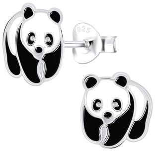 Monkimau Mädchen Ohrringe Panda | Ohrstecker aus 925 Sterling Silber | Kinderohrringe hypoallergen