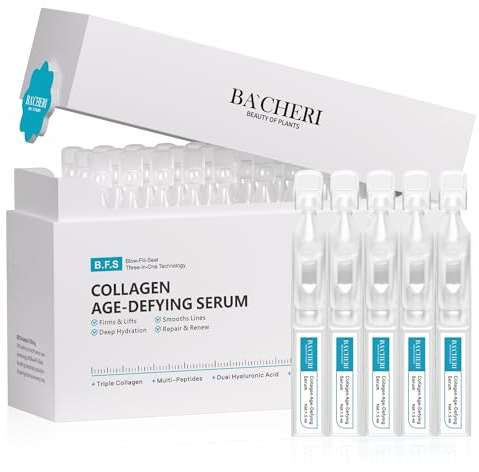 BACHERI Collagen Peptide Anti-Aging Serum with PDRN – Triple Collagen, Peptide Complex & Botanical Extracts for Firming, Hydration & Skin Barrier Repair – Ampoule Serum Set 1.5ml x 30