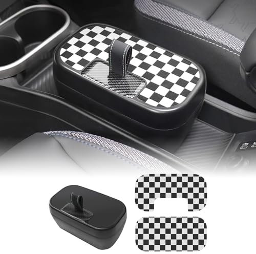 FDAIUN Mittelkonsole Aufbewahrungsbox Armlehne Organizer Tray für Mini Cooper S F65 F66 2024 2025 Automatikgetriebe Zubehör Ablagefach in der Mittelkonsole Mini Zubehör (Schwarz Weiß)