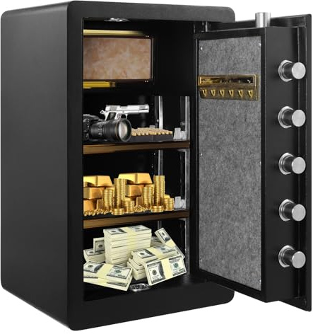 wowspeed 4.2 Cub Safe Box with Removable Shelf, Dual Anti-theft Alert System Fireproof Safe Box with Programmable Keypad, Spare Keys, Digital Money Safety Boxes for Documents Jewel Valuables