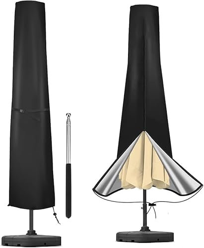 Patio -regenschirmabdeckung, 420d Wasserdichte Parasol -regenschirm -deckungen Im Freien Mit Reißverschlusskordel Für 7 Fuß Bis 11 Fuß Marktschirme