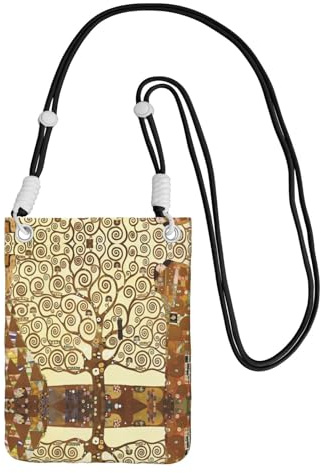 ZHAOUR Borsa a tracolla universale nera per telefono, leggera, con stampa albero della vita, perfetta per lo shopping e le attività all'aperto, Nero , Taglia unica