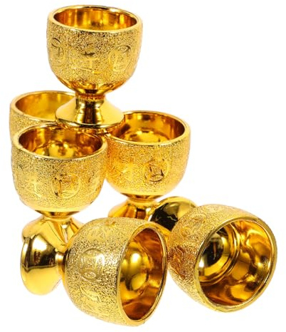POPETPOP 6 piezas Copas Pequeñas Doradas para Ofrendas Decorativos para Budista Tazas de y Material Pulido y Superficie para Uso Religioso y Decorativo