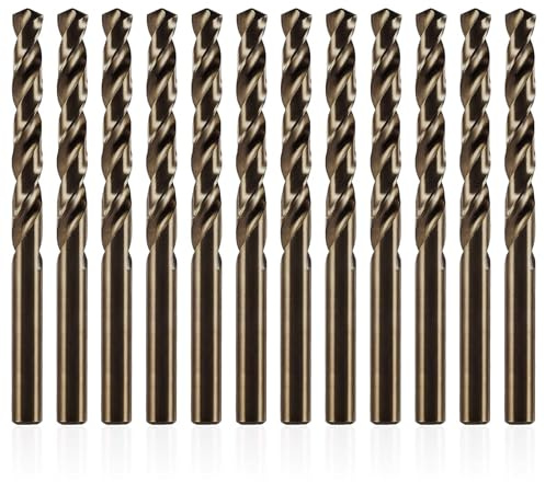 Runihorn 12 Stück HSS-E Kobalt-Spiralbohrer Ø 4,0 mm, HSS Bohrer, Metallbohrer, Cobalt Bohrer Set, mit speziellem Spitzenanschliff, für die Metallbearbeitung