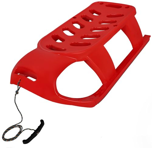 KOTARBAU® Schlitten für Kinder - 87 x 45 x 26 cm - Kunststoff Schlitten für Erwachsene - Rodel - Kinderschlitten mit Metallkufen & Zugseil - Stabil & Robust - Rot