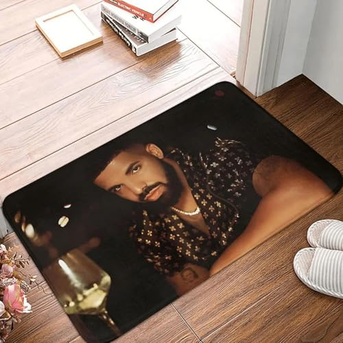 OOAXBEED BBL Drake Hip-Hop-Rapper rutschfeste Fußmatte, Drake Night Time Mask Badematte, Schlafzimmermatte, Outdoor-Teppich, Indoor-Modern-Dekor