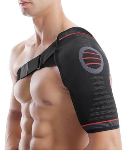 Shoulder Support Brace for Men,1 PC Rotator Cuff Shoulder Support Brace, Adjustable Shoulder Brace for Both shoulders Pain Relief, Dislocated AC Joint Sprain Soreness Tendinitis Arthritis (Black)
