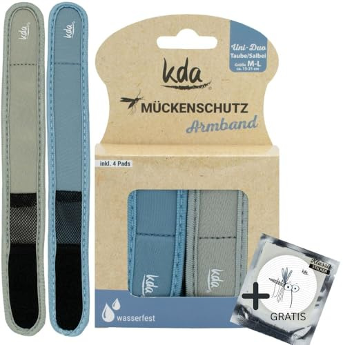 kda Mückenschutzarmbänder Uni DUO - 2 Armbänder 4 Nachfüller + GRATIS MÜCKENSCHUTZSTICKER - Sicherer Mückenschutz Moskito Insektenschutz - Outdoor Wandern Camping Sport Sommer Must Have - Taube/Salbei
