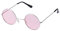Silver with Pink Lenses UV400 Mens and Womens Sunglasses - Stylish Festival and Designer Round Glasses - Perfect Sun Glasses for Men and Women - Cool Metal Shades
