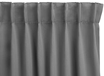 LIFA LIVING Tenda Oscurante Con Ganci Grigia, Tenda Oscurante Termica Elegante, Tenda Interni per Camera da letto e Soggiorno, 100% Poliestere, 150 x 250 cm