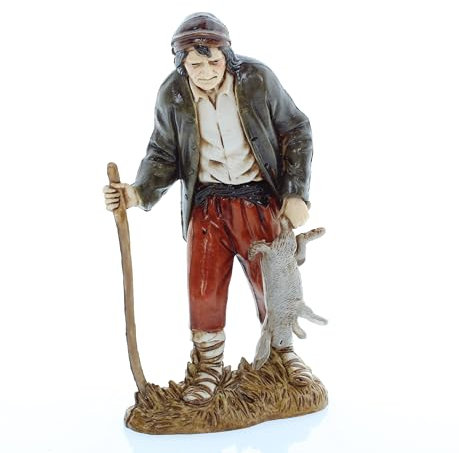 Moranduzzo Jäger mit Hase für Krippe 12 cm Maßstab 1:15 - Unzerstörbare Krippenfiguren - Stil 700', Handbemalt, Offizielles Produkt, Hergestellt in Italien, Bildhauer M. Landi