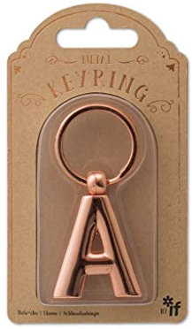 IF Metal Letter Keyring Personalised Alphabet Letters - Rose Gold - A