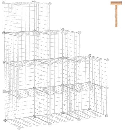 C&AHOME Aufbewahrungswürfel aus Metalldraht, vielseitig einsetzbar, Würfelform, Schrank, Draht, Regal oder Schuhregal 9 Cube weiß