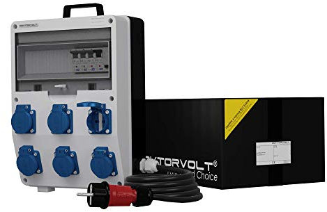 Doktorvolt Stromverteiler Baustromverteiler Verteilerkasten Steckdosenverteiler Mobilverteiler TD-S/FI 6x230V Dosen Mit Anschlusskabel 0557