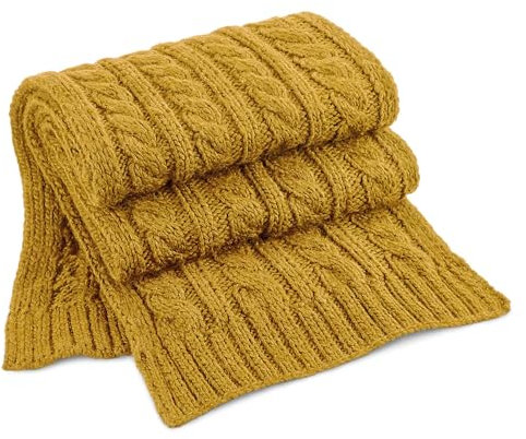 Beechfield B499 Cable Knit Melange Scarf - Mustard