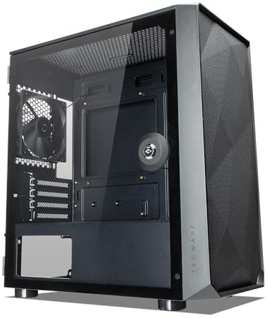 TECWARE Forge M Black Key Lockable TG Side Panel mATX w/ 4 x 120mm Black fans