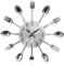 Wall Clock Kitchen Cutlery Utensil Knife Spoon Fork Wall Clock 3D Modern Mirror Wall Decal Quiet Clock Kitchen Restaurant Home Decor 12 inches