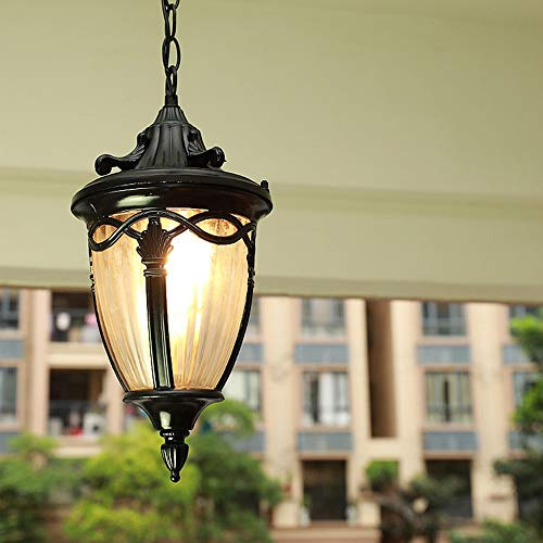 Hängelleuchte Retro Schwarz Rund Außen Pendellampe Wasserdichter IP55 E27 Höhenverstellbar Hängelampe Aluminium Hängende Lichter Esszimmer Balkon Dekorative Pavillon Outdoor Pendant Light 20 * 35 Cm