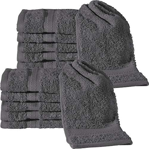 REDBEST Gästetuch 12er-Pack Chicago anthrazit Größe 30x50 cm - saugstark, strapazierfähig, ideal für Reisen, Sport (weitere Farben)