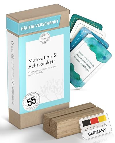 Schreiblichkeit® 55 Motivationskarten [EDITION 2024/2025] Impulskarten mit Affirmationen für Motivation & Achtsamkeit | Achtsamkeitskarten | Affirmationskarten | Mutmachkarten | Manifestationskarten