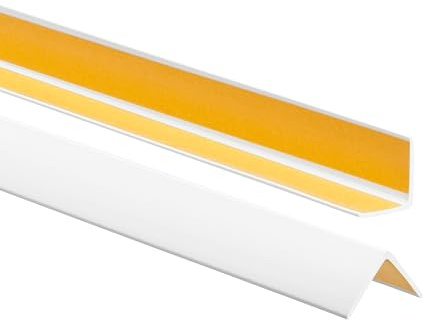 ProfiPVC Winkelprofil selbstklebend Kantenschutz aus PVC 25x25mm 130cm Weiß | Kantenschutzprofil aus PVC-Gummi, Kunststoffwinkel, elastischer Eckschutz, einfache Montage ohne Bohren